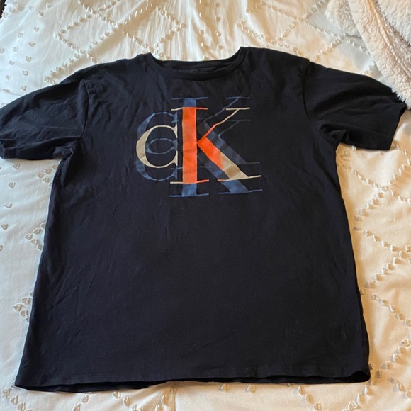 Calvin Klein Kids Navy and Orange Logo Tee - Picture 1 of 2